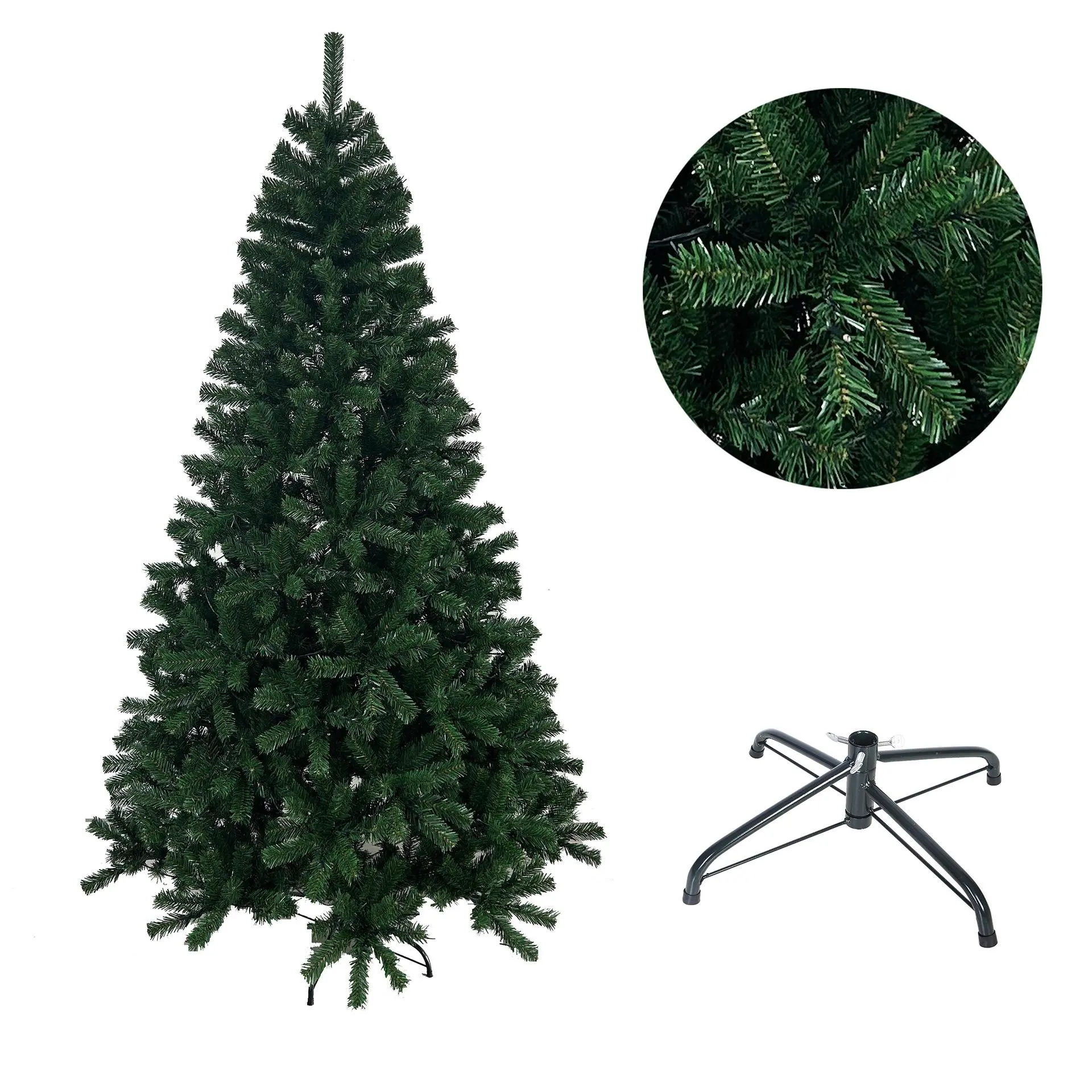 North Valley Spruce Green PVC Material Fireproof Christmas Tree, 6 ft Tall with 800 Branches, Home & Office Party Decoration Standing Ornaments, 6 Feet Tall