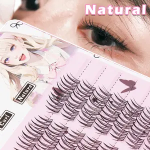 Natural Style DIY False Eyelashes for Parties and Daily Work, 3D C Curl Lashes, 10-12mm Length 60 clusters of natural style DIY idol false eyelashes suitable for 3D eyelashes for parties and daily work