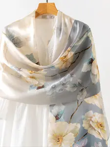67.7x20.87 Inch Silk Shawl for Women, Vintage Chinese Print, Soft and Skin-Friendly, Perfect for Daily Wear, Party and Event Accessories