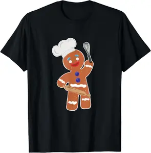 100% Cotton Gingerbread Man Christmas baking T-Shirt
