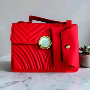 Textured Handbag with Long Strap