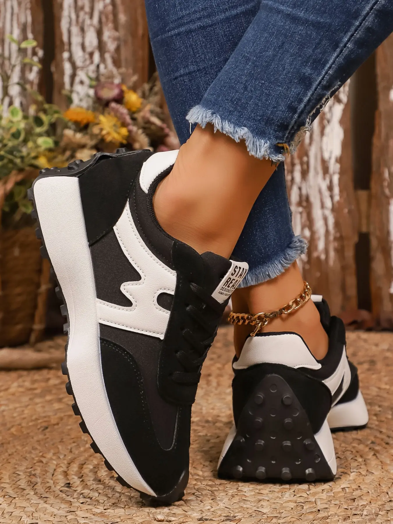 Spring Autumn New Xiao Man Waist Year Women's Height Increasing Dad Shoes, Sneaker, Thick Sole Casual Fashion Sports Breathable Lace-Up Arisan Shoes, Patchwork Design Sneakers, Thick Soled Sneakers