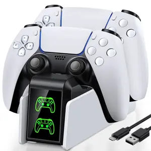 Controller Charger for PS5 Dualsense & Edge Controllers, with LED Indicator Dual Stand Charger Dock for PS5 Controller, Charging Station Accessories