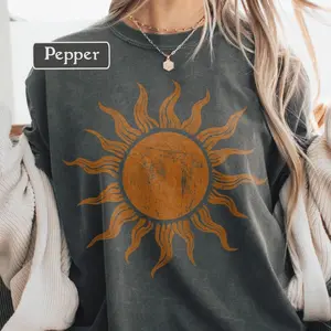 Comfort Colors Boho Sun T-Shirt, Retro Sun Shirt, Celestial Graphic Tee, Vintage Astrology T-Shirt, Hippie Yoga Shirt Festival Top Shirt