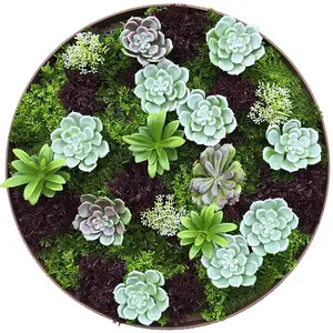 Modern Home 20" Circle Vertical Hanging Artificial Succulent Wall Art - Wall Mount 3D Garden Greenery