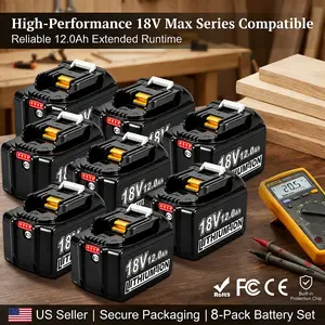 【Professional Grade】 18V Battery Set for Heavy Duty Tools, 6/8 Pack Bulk Value Replacement for 18V LXT Series, Ultra Runtime Lithium-ion Battery with Multi-Protection Chip