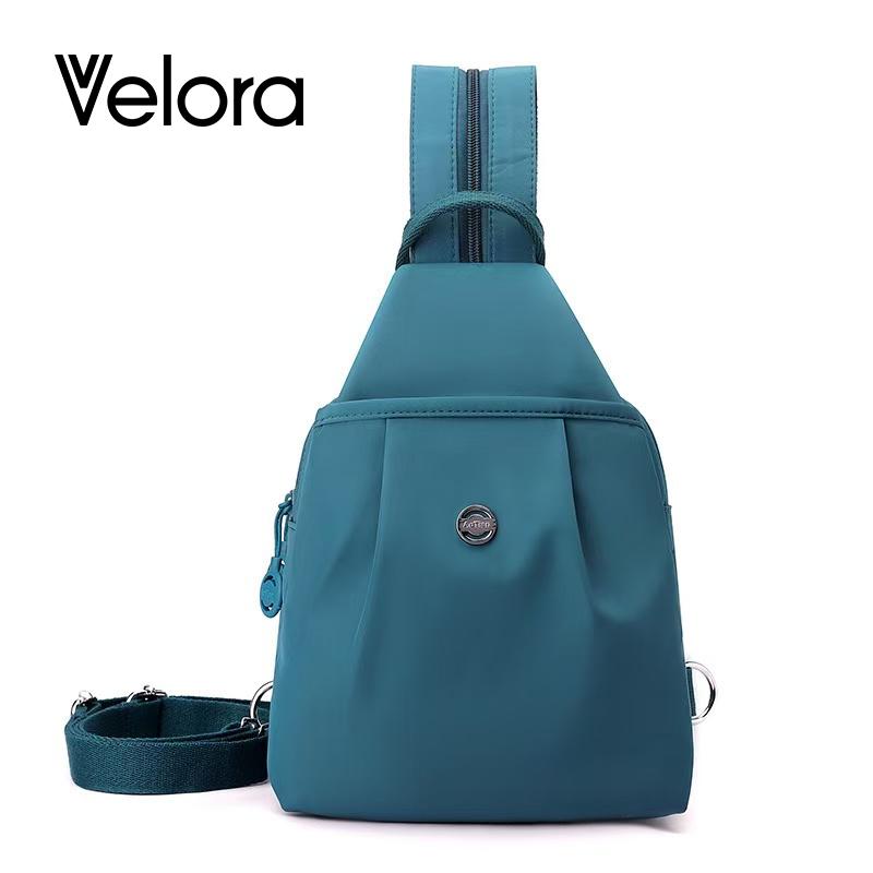 Velora Fashion Oxford Cloth Casual Backpack Messenger Bag Chest Bag with Side Pouch Adjustable Strap Zipper Pocket Inner Patch Pocket 30x21x14cm