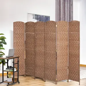 6' Tall Wicker Weave 6 Panel Room Divider Privacy Screen - Natural,Folding (Using high-quality and premium materials),Room Dividers,Room Divider Privacy Screens,for Home Office Bedroom,Patio Privacy Screen for Garden, Balcony ,Stable and sturdy