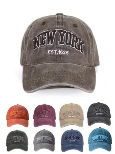 Men's Adjustable Baseball Cap, Washed Embroidered Design, Vintage Style Sun Hat, Unisex Outdoor Streetwear, Multi-Functional, Outdoor Sports Hat