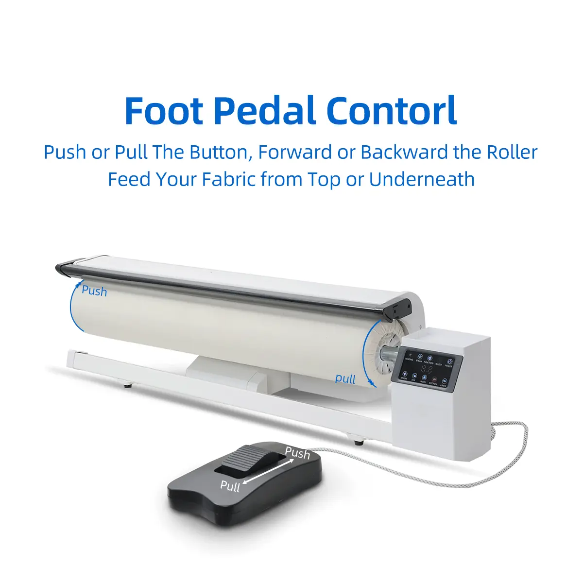 Rotary Roller Iron Steam Press-Hotel Linen Ironing Machine with Foot Pedal Control+Continuous Steam for Commercial and Home Usage. Designed for Bed Sheet,Pillowslip,Tablecloth,Fabrics