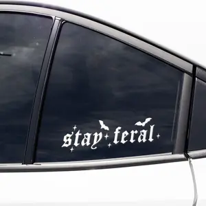 Stay Feral Vinyl Car Decal, Car accessories, Bumper Sticker, Laptop Decal, Birthday Gift, New Driver Gift, Goth Sticker