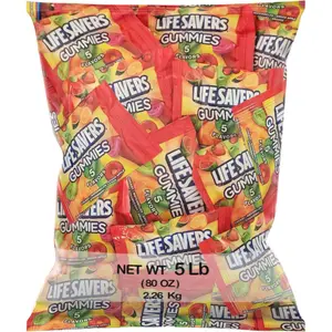 5 Pounds Lifesavers Gummies – Bulk Candy with 5 Flavors Individually Wrapped, Cherry, Watermelon, Green Apple, Strawberry, and Orange Sweet Candies