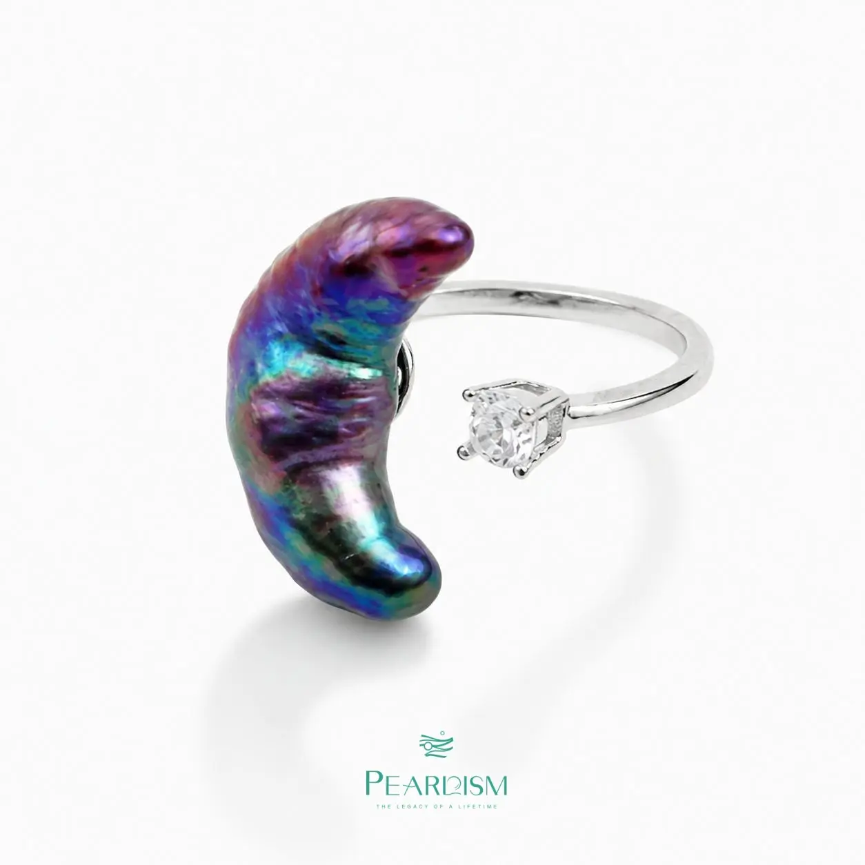 PEARLISM Dainty Everyday Moon Baroque Pearl Ring | Silver CZ Hypoallergenic-AFBR002【Shop】