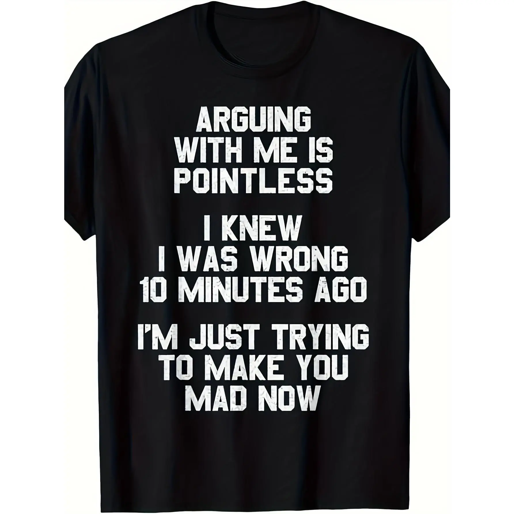 Funny Saying T-Shirt - 220gsm Heavyweight Retro Unisex Tee with Text Print, Humorous Graphic Shirt for Men & Women, All-Season Round Neck Casual Wear for Everyday Humor & Statement Outfits Arguing with Me Is Pointless