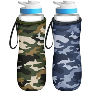 Water Bottle Sleeve for  22 oz - 2 Pack Bottle Cover Holder Carrier with Handle Strap