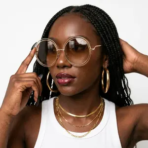 Radiant Gold Round Sunglasses
