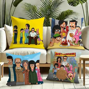Bob's Burgers Cushion Cover Plush Reversible Pillow Cover: Perfect for Car Rides, Sofa Lounging, Bedroom Relaxation & More A Thoughtful Gift for Loved Ones!