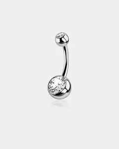 CZ Internally Threaded Titanium Belly Ring