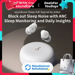 [Refurbished]soundcore Sleep A30 Special by Anker, Sleep Earbuds, ANC, Passive Isolation, Snore Masking, Extensive Sleep Audio, Ultra Comfort for Side Sleepers, 8-10H Playtime #DealsForYouDays, #SummerWins