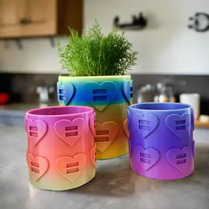 3D Printed Equality Planter with Superior Drainage System - Matte Rainbow Color Selection - Available in 5 Sizes