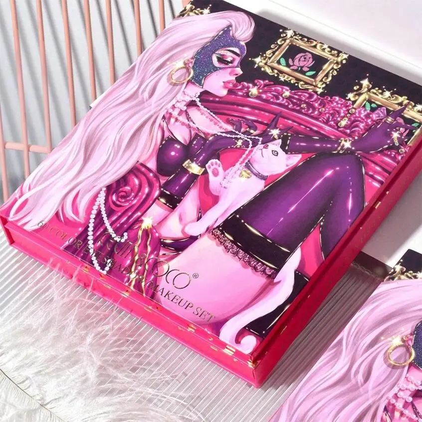 Kevin & Coco Cat Woman 60 Shades Makeup Set with Liquid Lipsticks, Blush, Lip Liner, and Foundation - Cosmetic