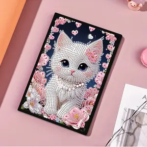 5D DIY Diamond Arts Colorful Painting Notebook, Cat Design Art Kit, Creative Handmade Gift Set for Cat Lovers, Unique Craft Project