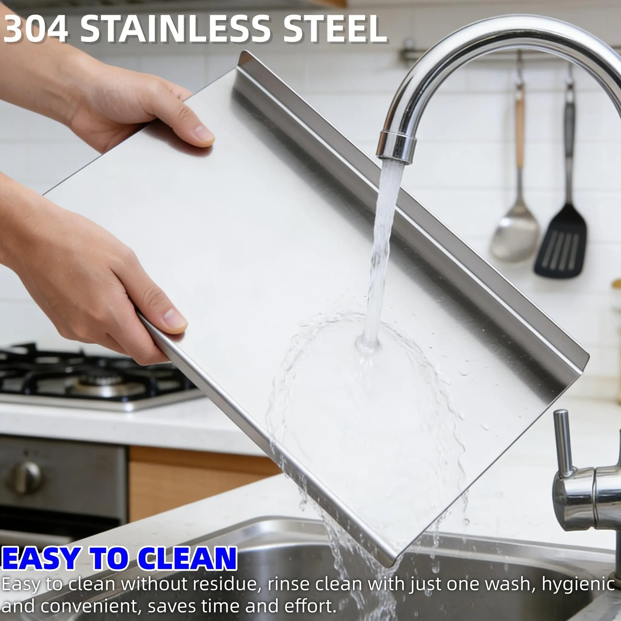 Z-shaped Design 316 Stainless Steel Cutting Board, With Dual Support Plates. Both The Front And Back Sides Can Be Used. It Also Serves As A Baking Sheet, Breakfast Plate And Rolling Board. Durable And Made Of Thick Material.