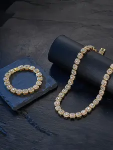 2pcs Necklace Set Hip Hop Chain Necklace 10mm Width Square Chain Iced Out Bling Bling HipHop Necklaces Fashion Charm Jewelry for Men Women Matching Jewelry Set Elegant Jewelry Set