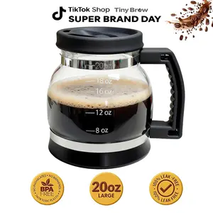 Tiny Brew Coffee Mug – 20oz Borosilicate Glass Diner Pot Mug with Spill-Proof Lid – Funny Novelty Gift for Coffee Lovers, Dads, Office, Travel & More