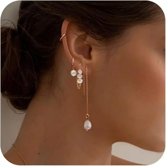 4 pairs Earrings-Rose GD