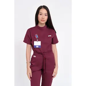 The Nova Scrub Top Burgundy