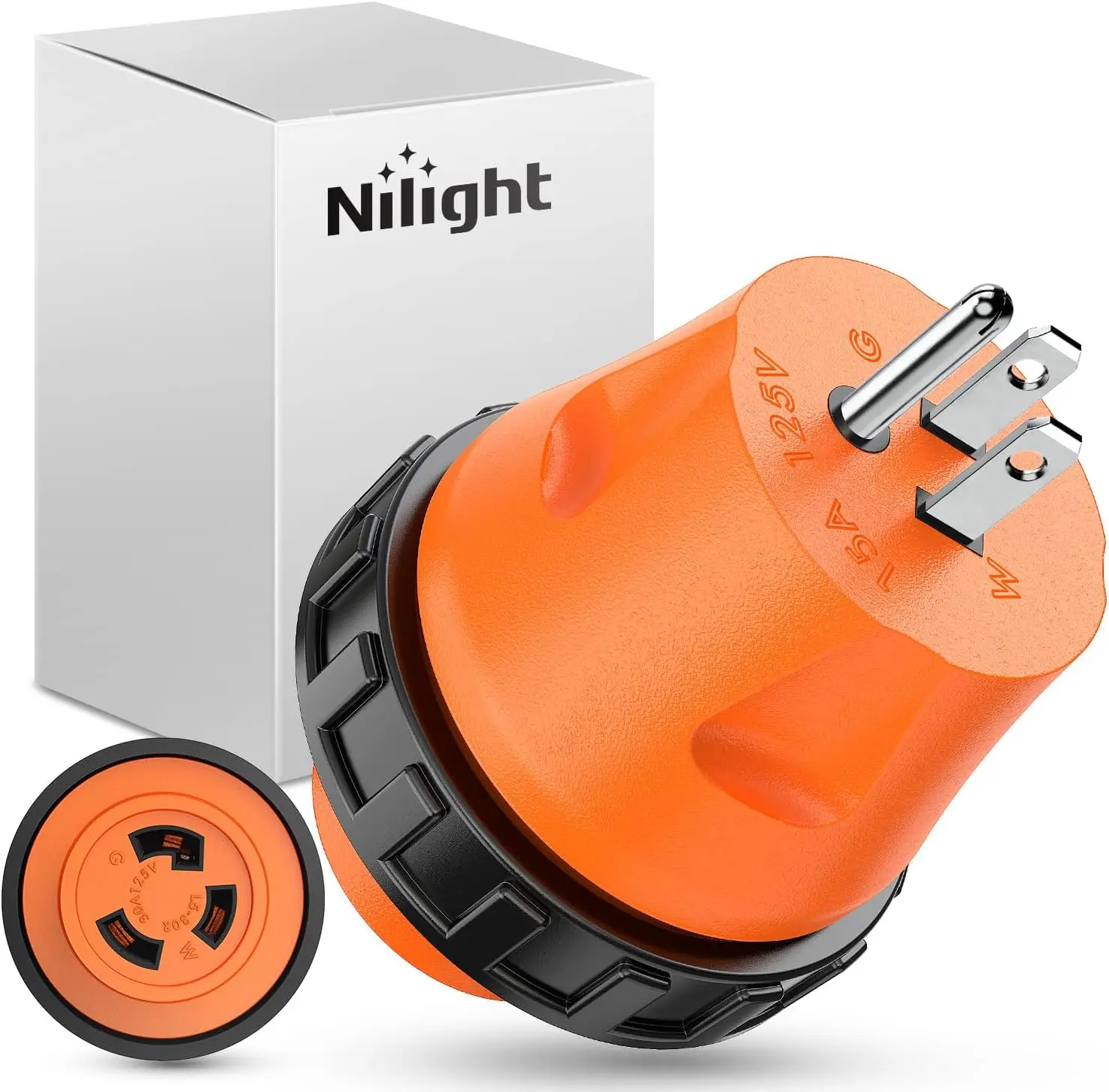 Nilight 15A to 30A RV Locking Power Adapter, Pure Copper, Flame Retardant, Weatherproof, 110V 5-15P Male Plug to L5-30R Female Receptacle, Works with Generator, Campground Use, 15 Amp To 30 Amp Rv Locking Power Adapter