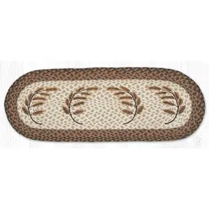 Earth Rug  13 x 36 in. Golden Wheat Braided Oval Table Runner, Multi Color