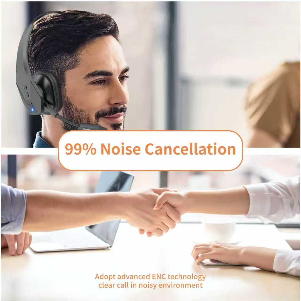 DH17 Bluetooth Headset  for Computer, Single-Ear Wireless Headset with Noise Cancelling Microphone for Office & Truckers, Bluetooth V5.3 with Mute Button for Work