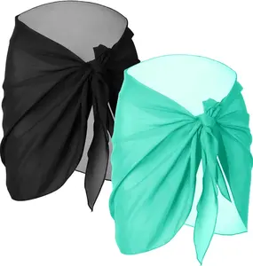 2 Pieces Sarong Coverups for Women Bathing Suit Wrap Swimsuit Skirt Beach Bikini Cover up Swimwear Chiffon