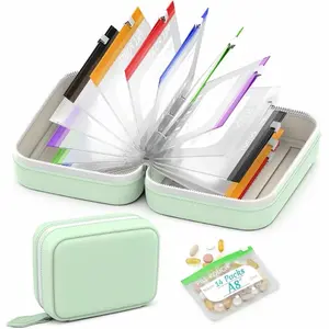 A8 Waterproof Pill Pouch Set, Large Weekly Pill Organizer with Color-Coded Medicine Pouches, Reusable Travel Medicine Organizer, Zippered Pill Storage for Vitamins and Fish Oils