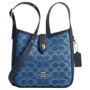 COACH Hadley 20 Classic Monogram Fabric and Leather Crossbody Bag – Unisex Mini Style in Indigo