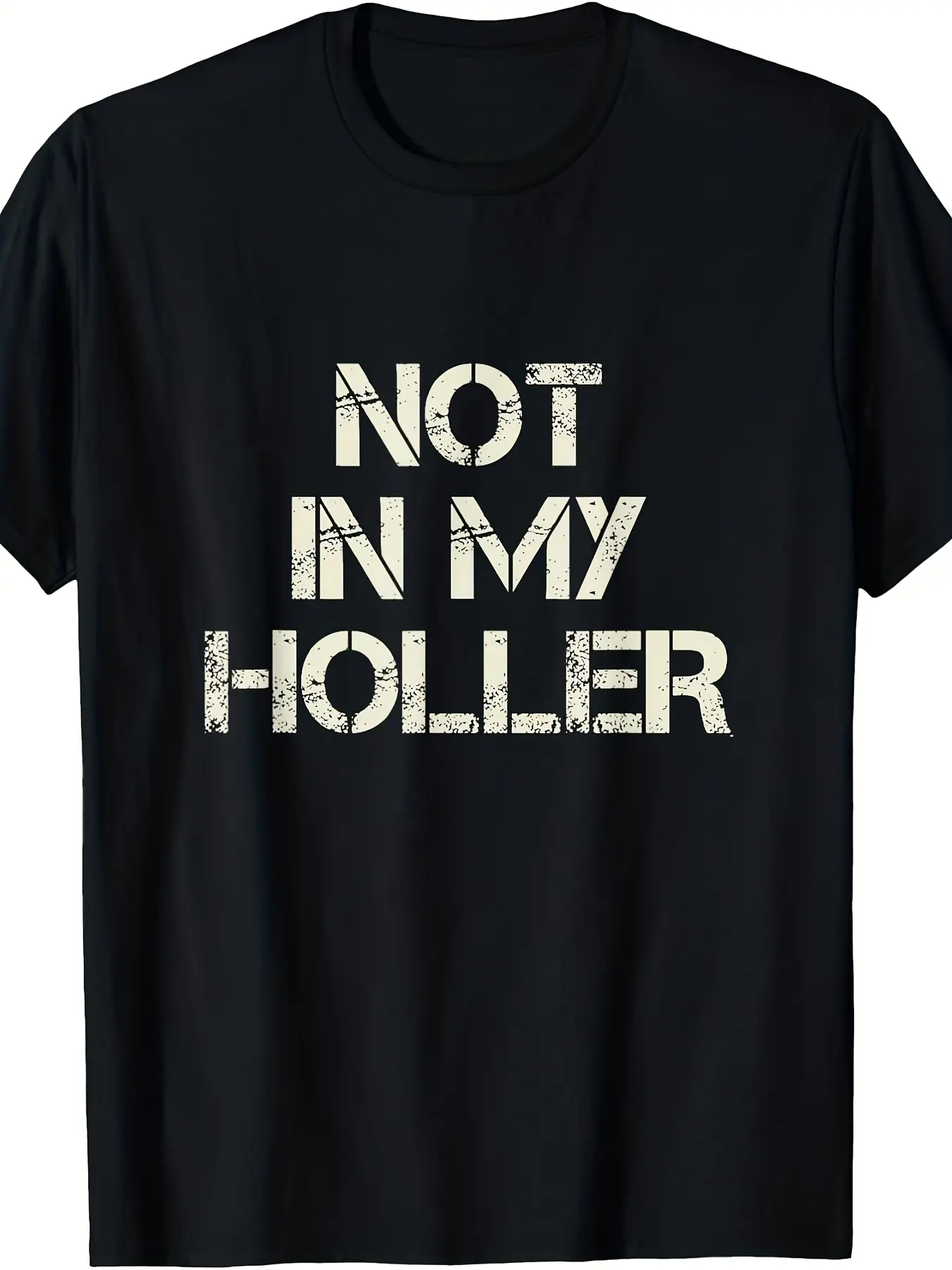 Not In My Holler Appalachia West Virginia T-Shirt - 220gsm Heavyweight Pure Cotton Retro Unisex Tee with Appalachian Region Graphic Casual Round Neck Shirt for Men & Women