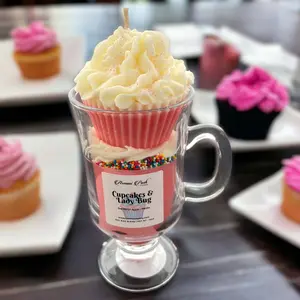 Cupcakes & Ladybug Dessert Candle Gift Vanilla Scented Decor Aroma