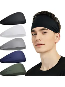 New Running Fitness Headbands for Men and Women, Sports Yoga, Sweat Absorbent Belts, Elastic Headbands, Solid Color Headbands
