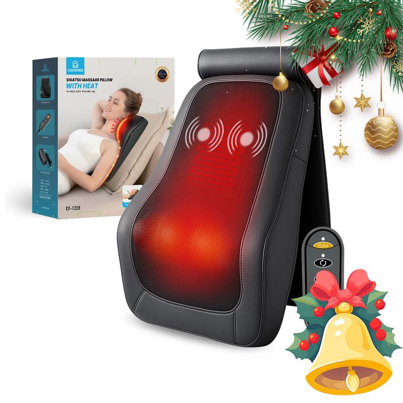 COMFIER Shiatsu Massager for Neck, Shoulders, and Back - Heat and 3D Kneading for Pain Relief - Massage Pillow Gift for Men and Women