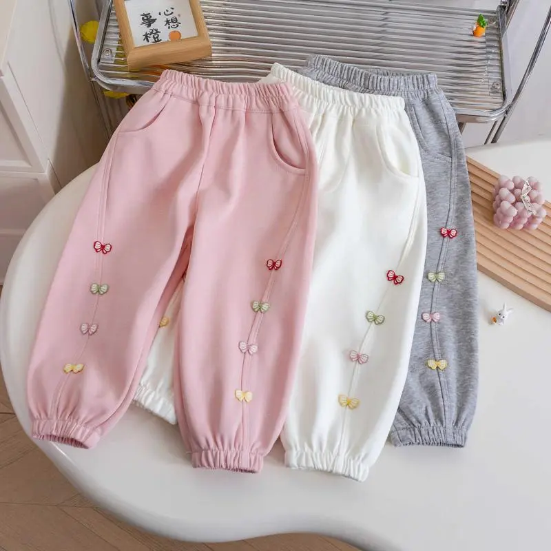 Stylish casual sweatpants for baby girls, autumn spring/autumn style sports pants for little girls