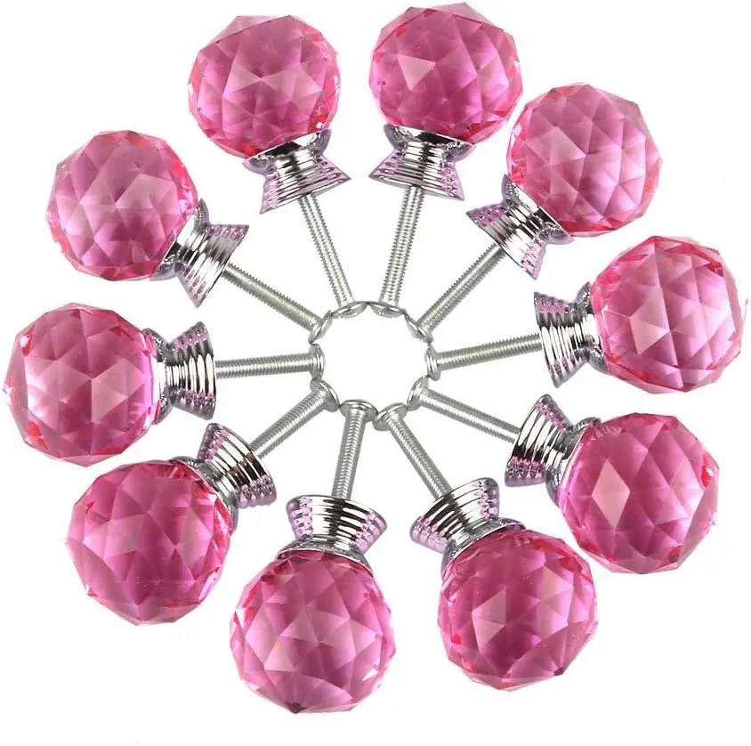 10-Count Bright and Shiny Glass Dresser Knobs - 30mm Glass Material Pulls with 22mm Screws, Fine Workmanship, for Dressers, Cabinets, Drawers, Adds Visual Appeal