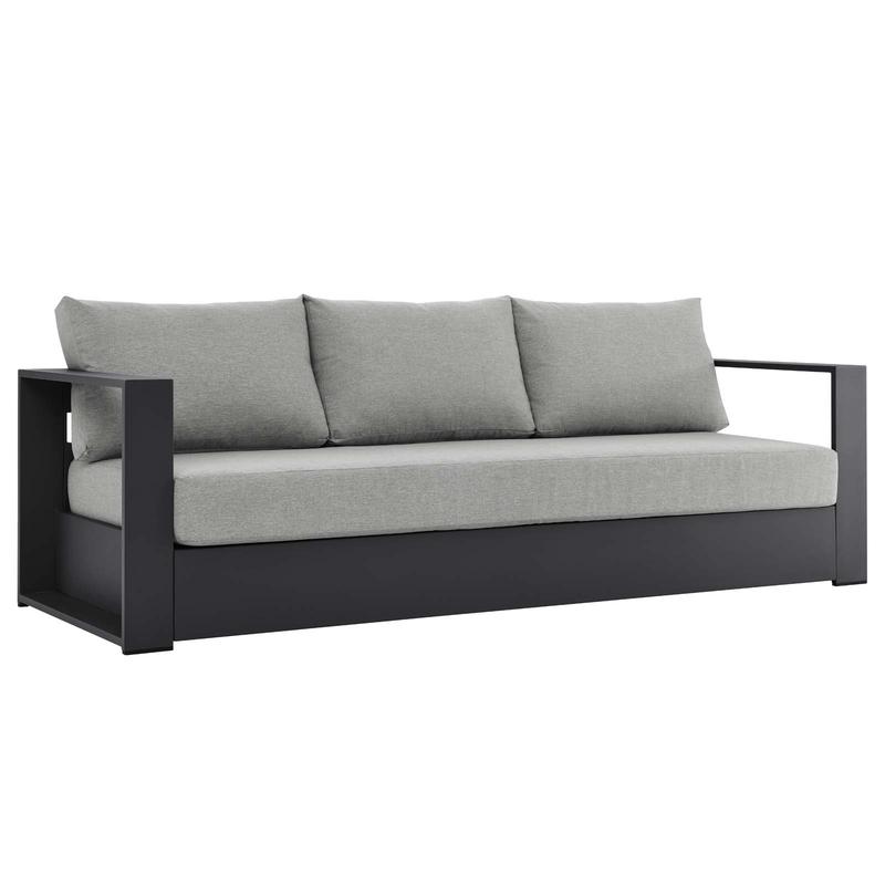 Modway Tahoe Outdoor Patio Powder-Coated Aluminum Sofa in Gray Gray