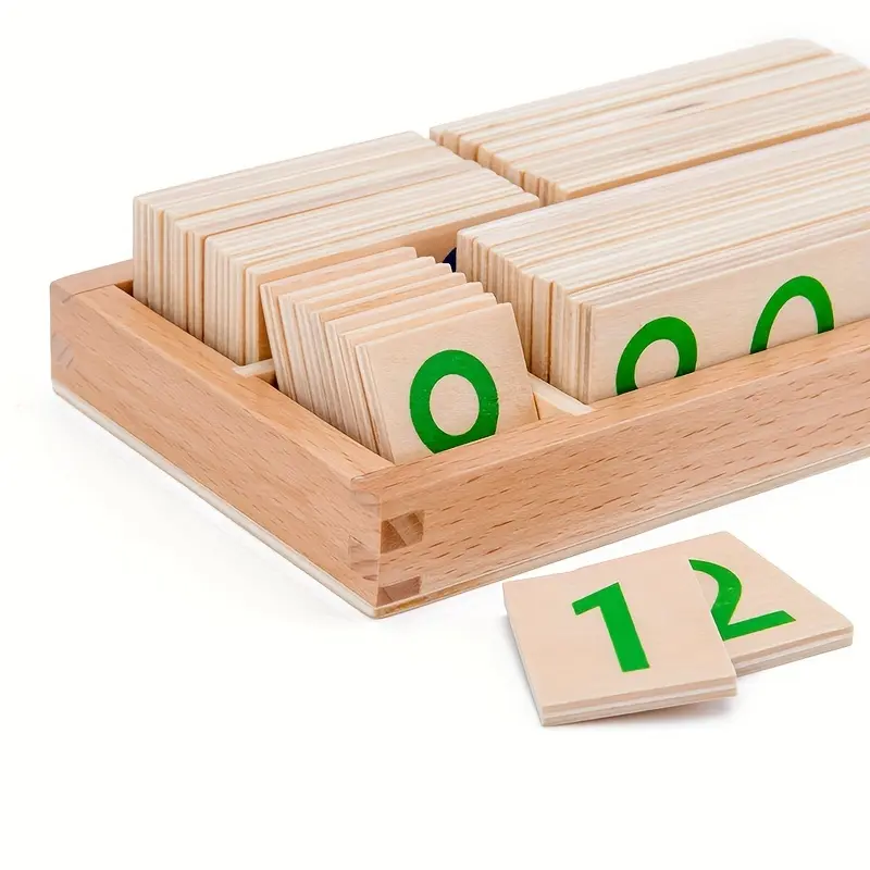 Wooden Number Cards 1-9000, Montessori Math Learning Toy, Math Teaching Aid, Color Matching Educational Tool for Preschool Kids, Math Learning Tools
