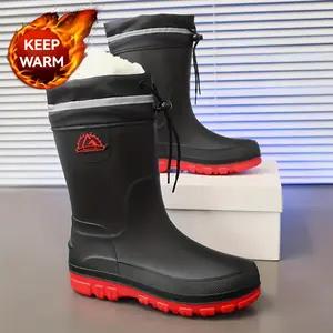 Fashionable Men's High Quality Boots, Gardening Boots, High-Top with Plush Lining, Thickened, Anti-Slip, Warm, Winter Outdoor Large Size + Suitable for Fishing, Outdoor Gardening, Construction, Countryside, Camping, Christmas Gift