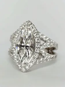 1 PC Fashion Cubic Zirconia Solitaire Marquise Cut Ring For Women For Wedding Engagement Party Jewelry Valentine's Day Gift