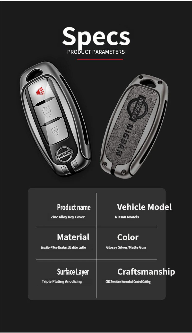 Car key cover, metal protective case, durable car key shell, suitable for Nissan Altima, Maxima, Rogue, Infiniti, key remote protective cover