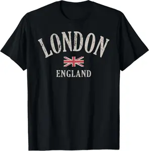 100% Cotton Distressed London England UK Flag T-Shirt