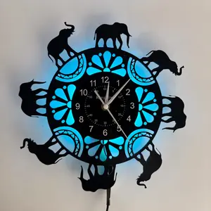 Elephant-Shaped Vinyl Wall Clock, Creative Home Décor, Artistic Geometric Patterns, Perfect Gift for Birthdays, Holidays, Battery Operated Wall Clock